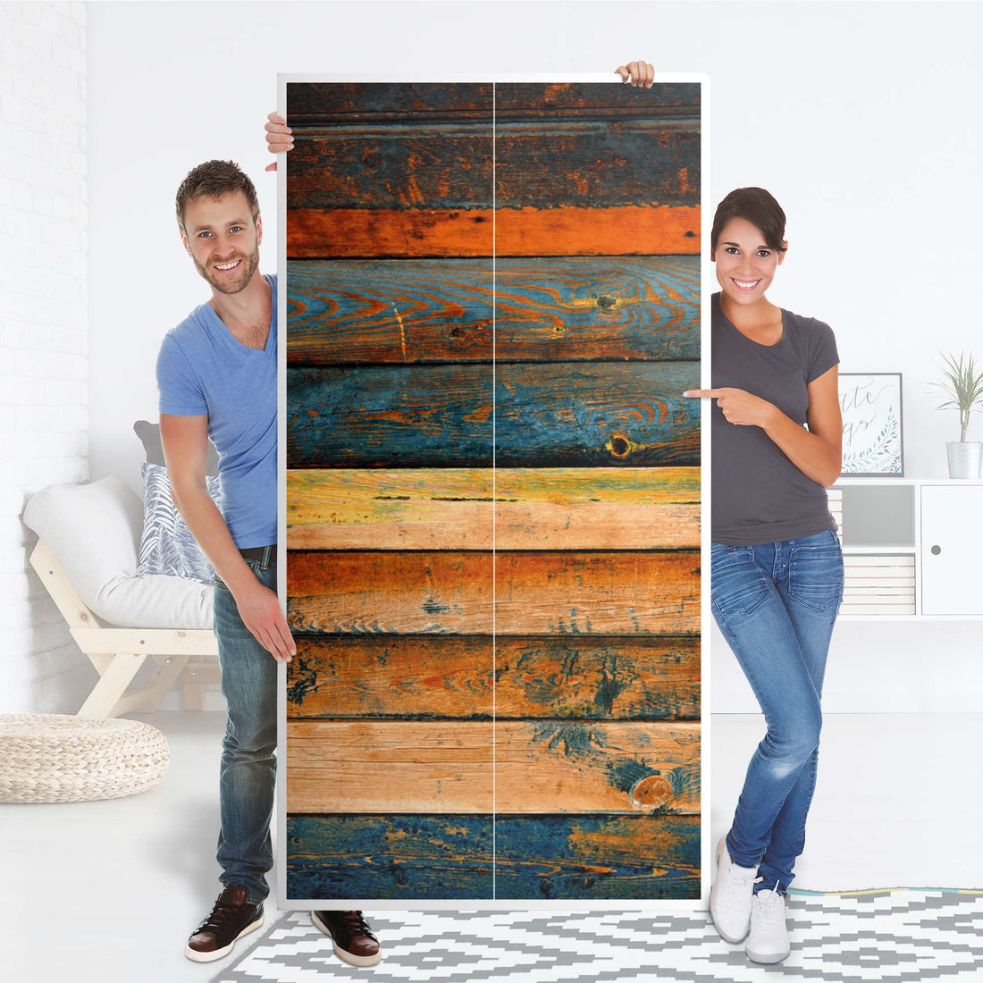 Klebefolie für Möbel Wooden - IKEA Pax Schrank 201 cm Höhe - 2 Türen - Folie