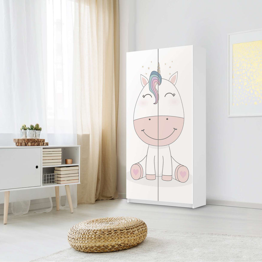 Klebefolie für Möbel Baby Unicorn - IKEA Pax Schrank 201 cm Höhe - 2 Türen - Kinderzimmer