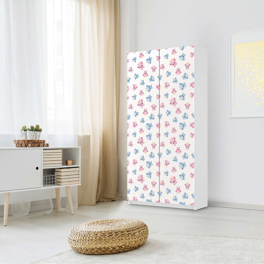 Klebefolie für Möbel Eulenparty - IKEA Pax Schrank 201 cm Höhe - 2 Türen - Kinderzimmer