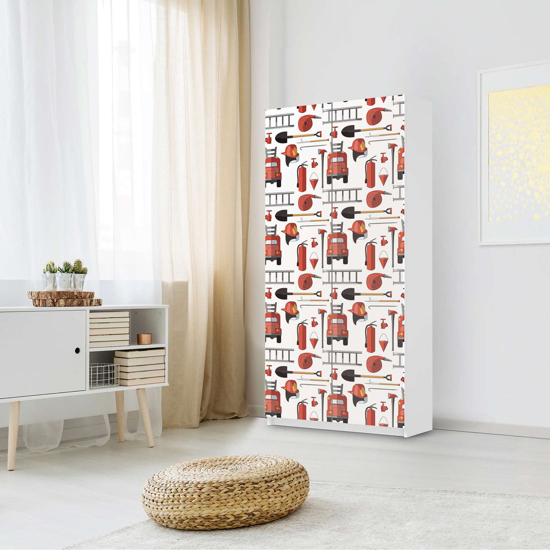 Klebefolie für Möbel Firefighter - IKEA Pax Schrank 201 cm Höhe - 2 Türen - Kinderzimmer
