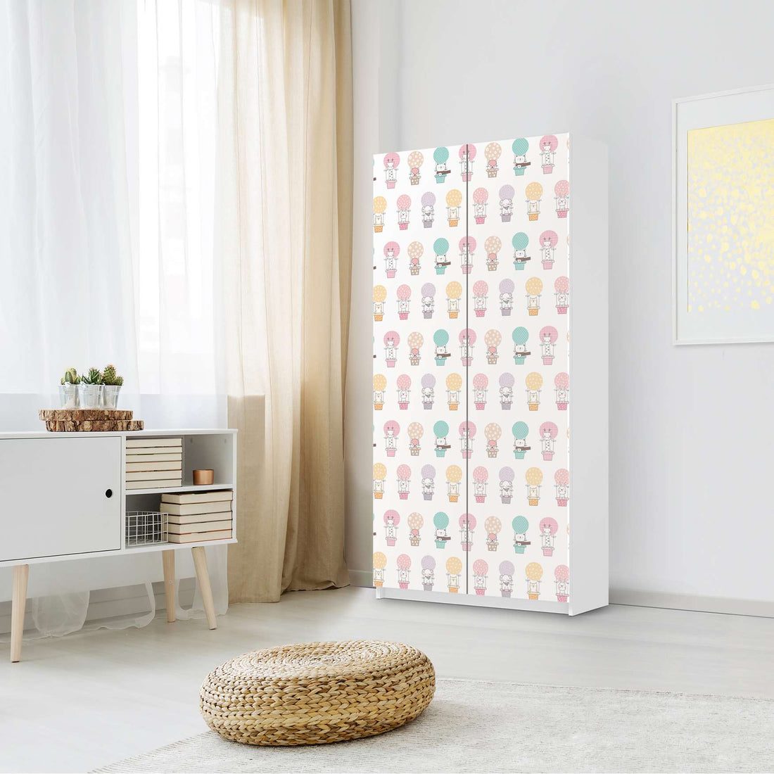 Klebefolie für Möbel Flying Animals - IKEA Pax Schrank 201 cm Höhe - 2 Türen - Kinderzimmer