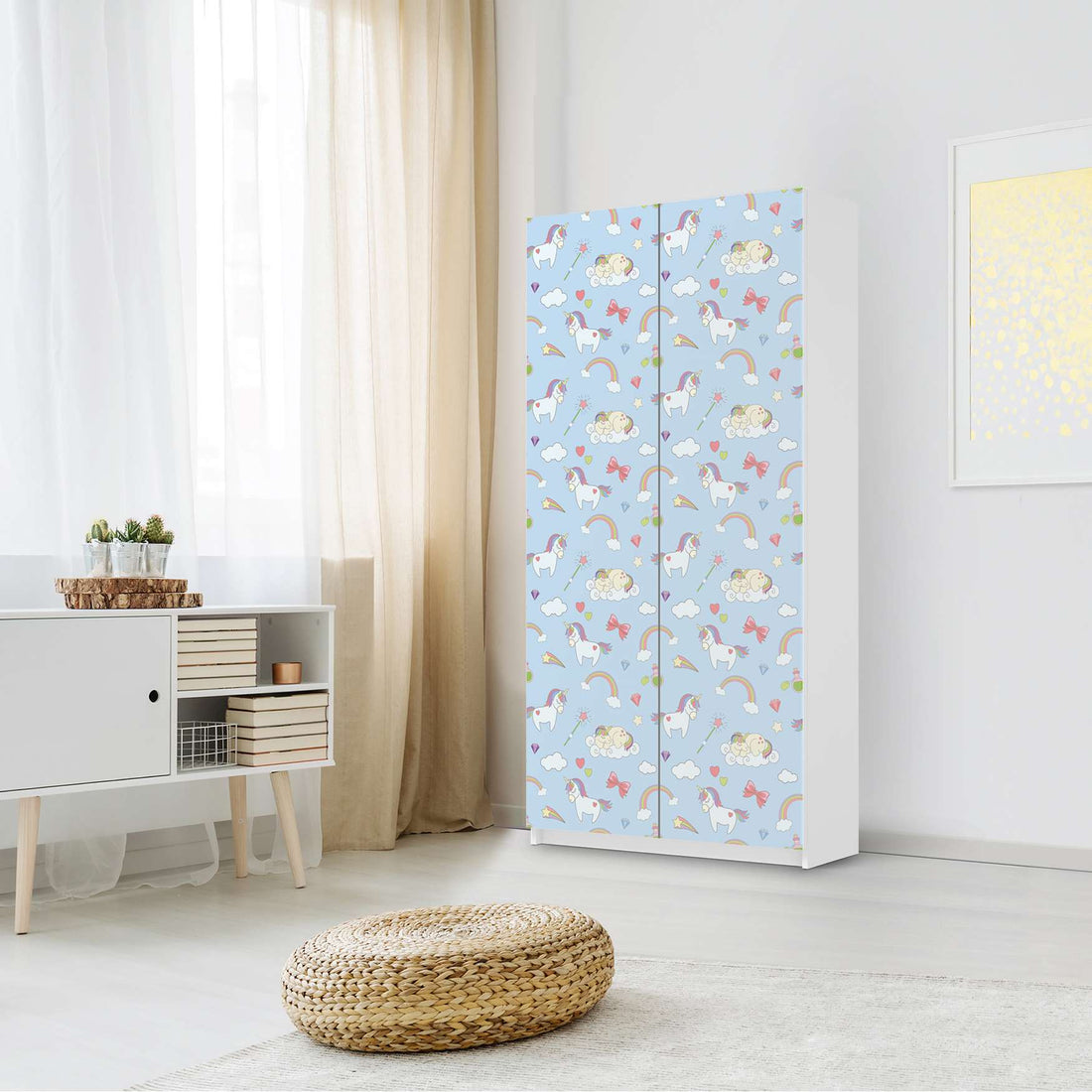 Klebefolie für Möbel Rainbow Unicorn - IKEA Pax Schrank 201 cm Höhe - 2 Türen - Kinderzimmer