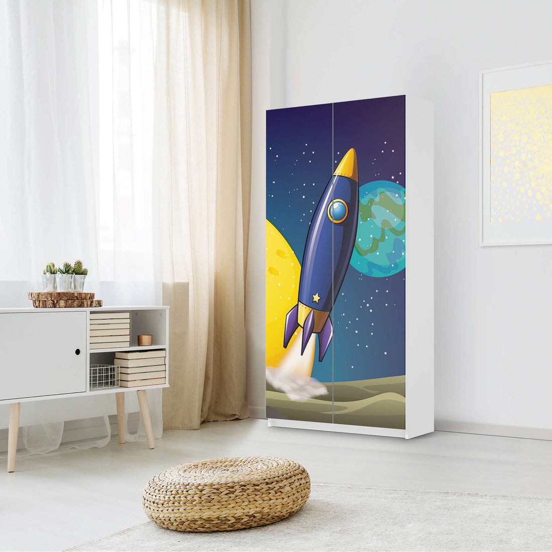 Klebefolie für Möbel Space Rocket - IKEA Pax Schrank 201 cm Höhe - 2 Türen - Kinderzimmer