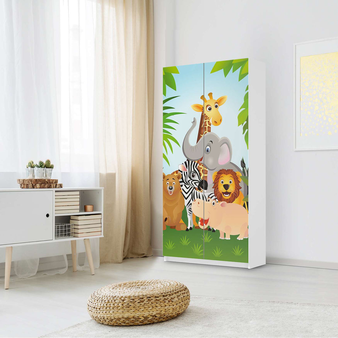 Klebefolie für Möbel Wild Animals - IKEA Pax Schrank 201 cm Höhe - 2 Türen - Kinderzimmer
