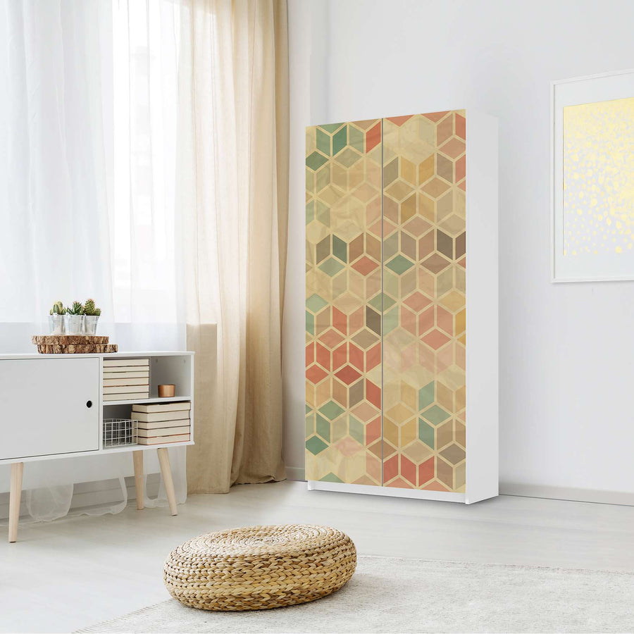 Klebefolie für Möbel 3D Retro - IKEA Pax Schrank 201 cm Höhe - 2 Türen - Schlafzimmer