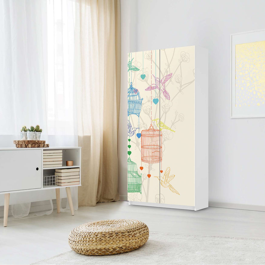 Klebefolie für Möbel Birdcage - IKEA Pax Schrank 201 cm Höhe - 2 Türen - Schlafzimmer