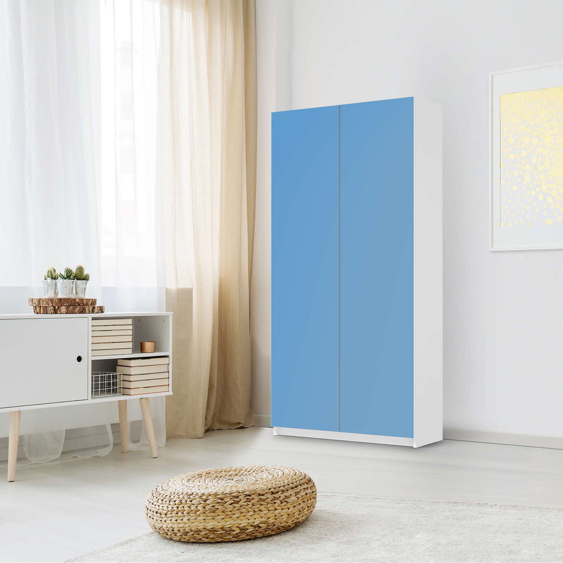 Klebefolie für Möbel Blau Light - IKEA Pax Schrank 201 cm Höhe - 2 Türen - Schlafzimmer