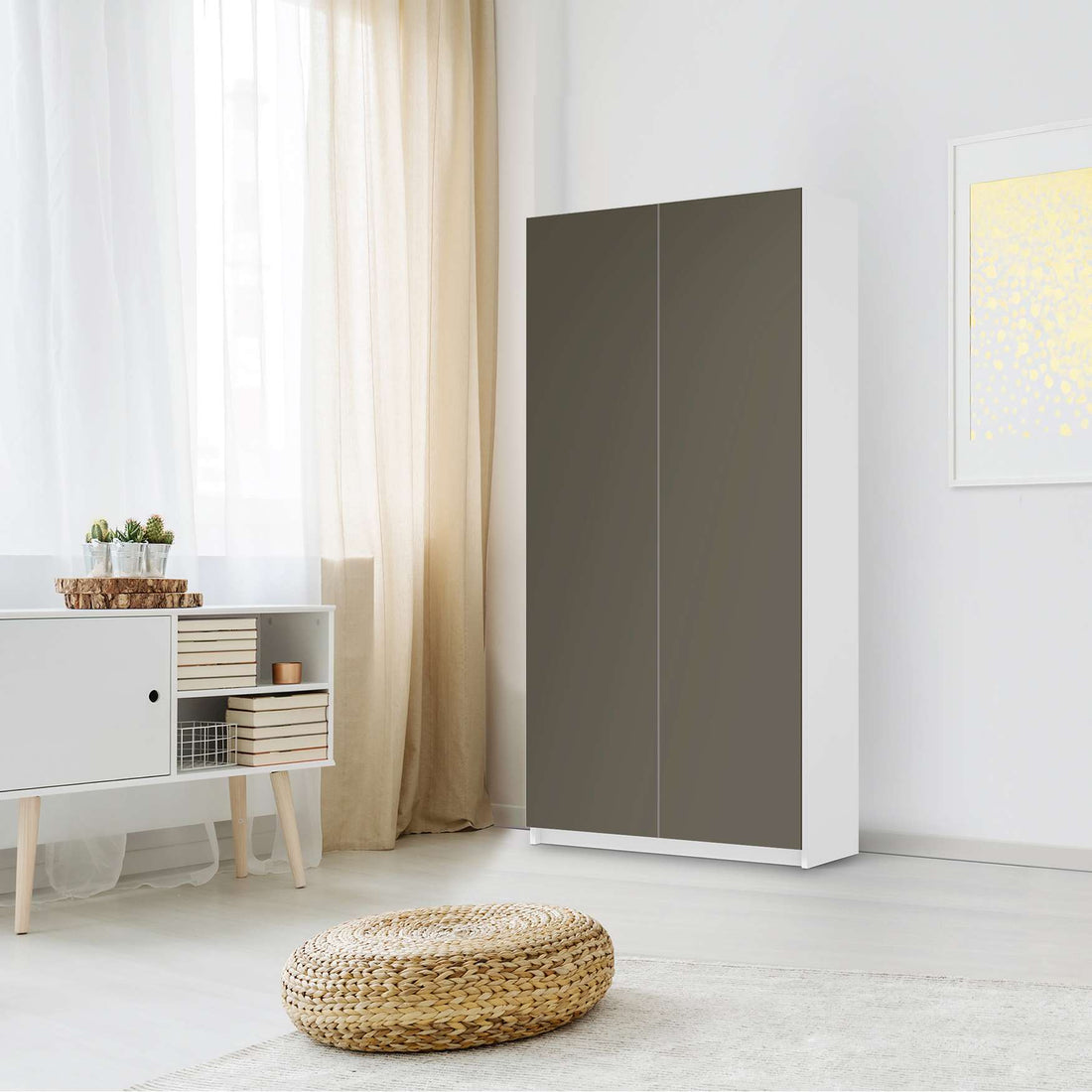 Klebefolie für Möbel Braungrau Dark - IKEA Pax Schrank 201 cm Höhe - 2 Türen - Schlafzimmer