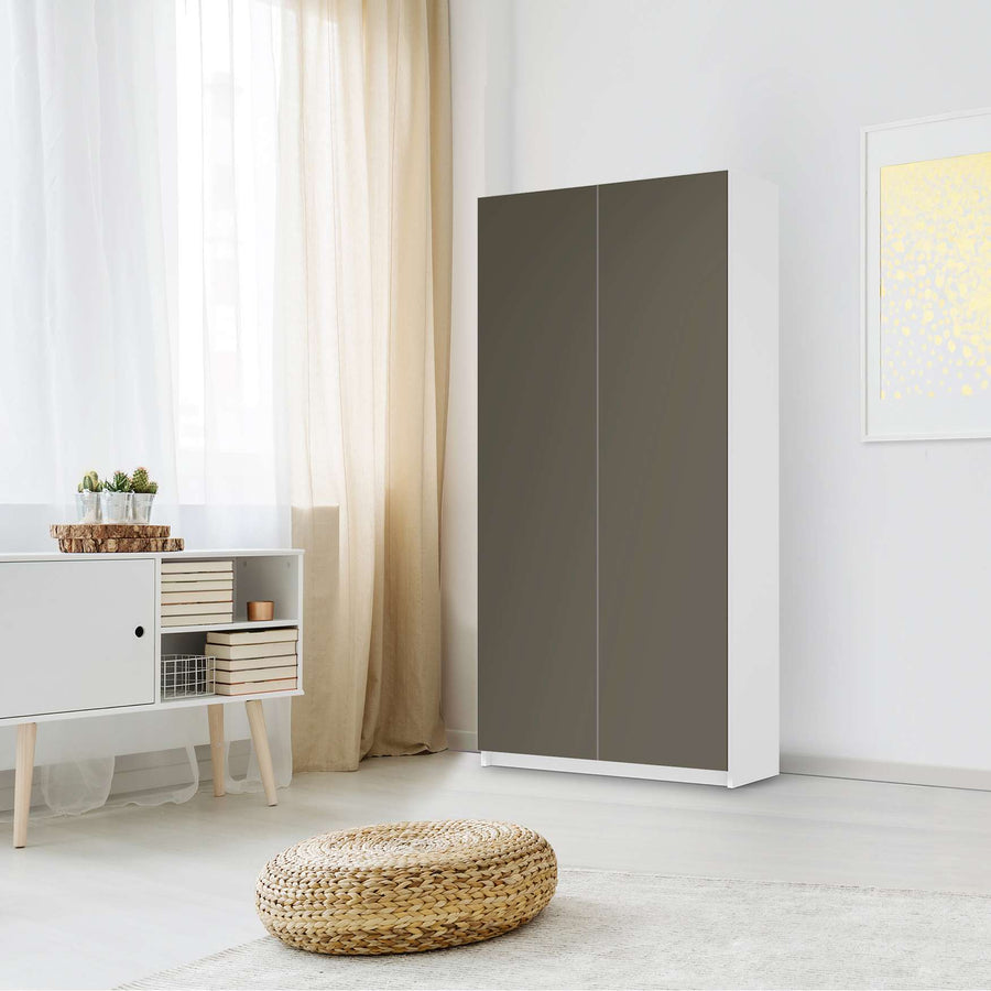 Klebefolie für Möbel Braungrau Dark - IKEA Pax Schrank 201 cm Höhe - 2 Türen - Schlafzimmer