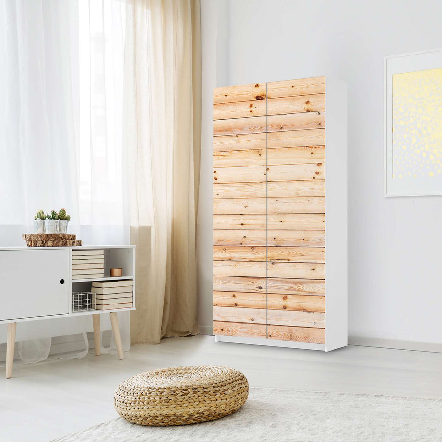 Klebefolie für Möbel Bright Planks - IKEA Pax Schrank 201 cm Höhe - 2 Türen - Schlafzimmer