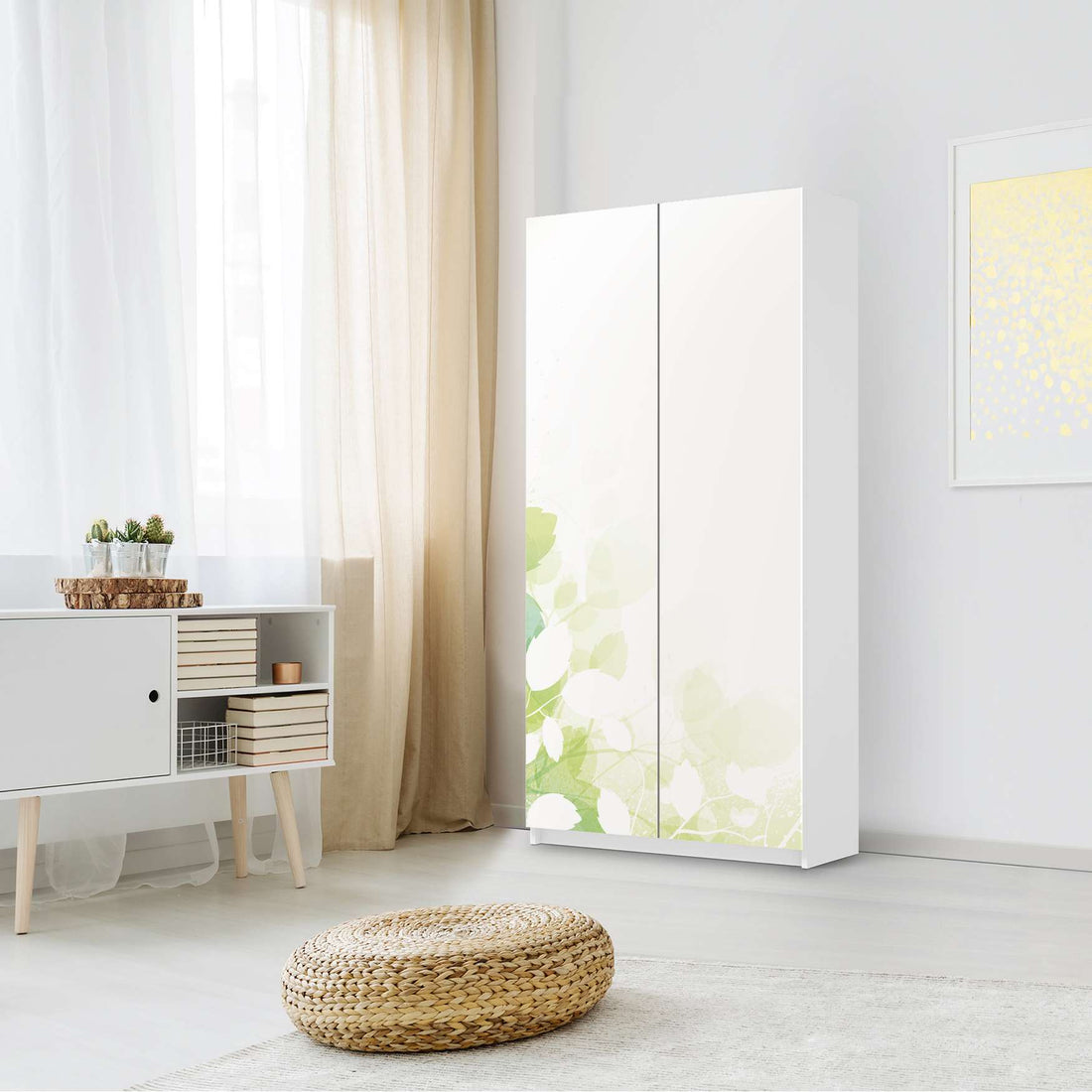 Klebefolie für Möbel Flower Light - IKEA Pax Schrank 201 cm Höhe - 2 Türen - Schlafzimmer