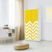 Klebefolie für Möbel Gelbe Zacken - IKEA Pax Schrank 201 cm Höhe - 2 Türen - Schlafzimmer