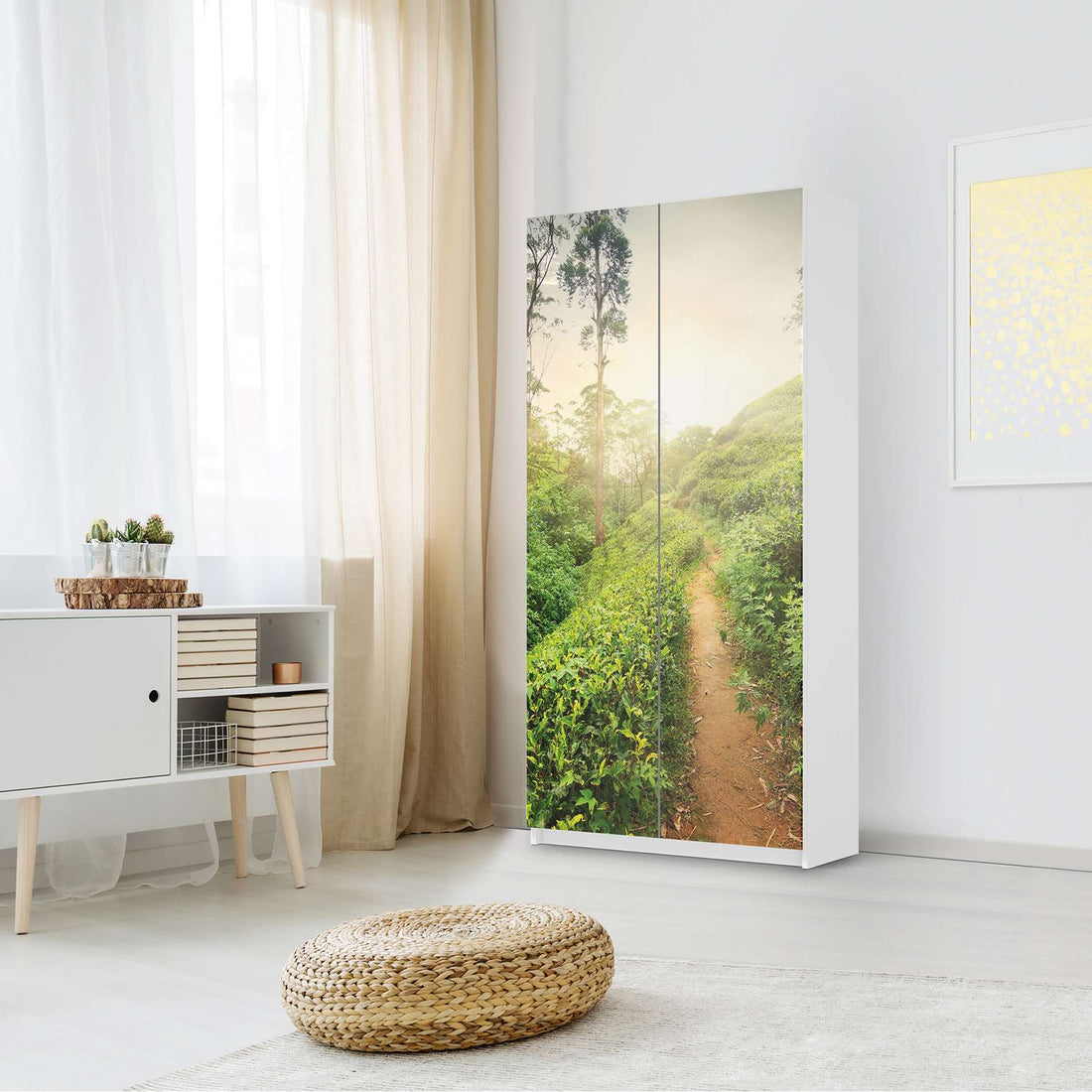 Klebefolie für Möbel Green Tea Fields - IKEA Pax Schrank 201 cm Höhe - 2 Türen - Schlafzimmer