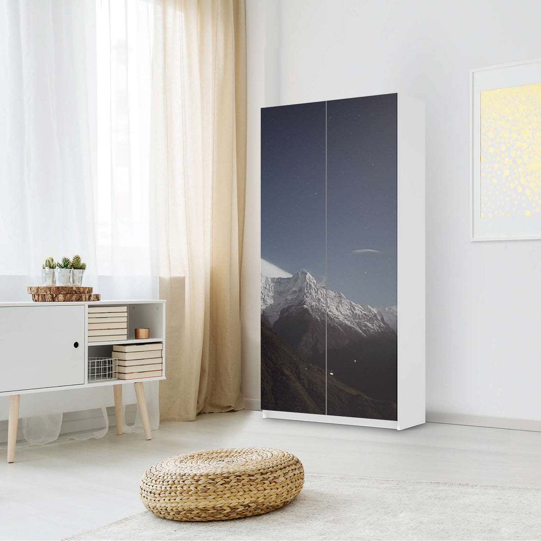 Klebefolie für Möbel Mountain Sky - IKEA Pax Schrank 201 cm Höhe - 2 Türen - Schlafzimmer