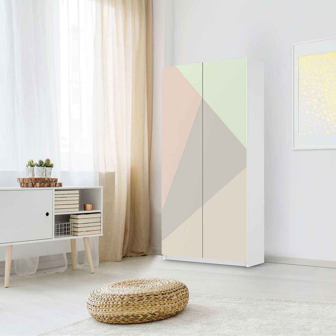Klebefolie für Möbel Pastell Geometrik - IKEA Pax Schrank 201 cm Höhe - 2 Türen - Schlafzimmer