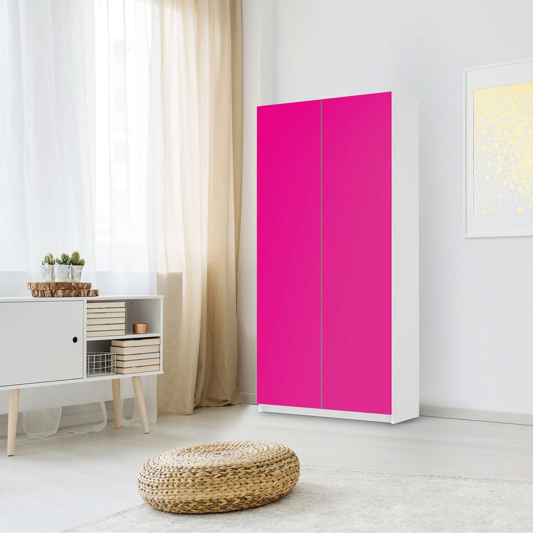 Klebefolie für Möbel Pink Dark - IKEA Pax Schrank 201 cm Höhe - 2 Türen - Schlafzimmer