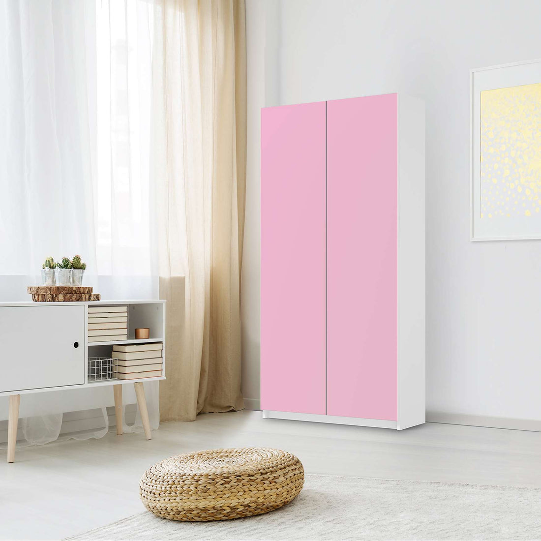 Klebefolie für Möbel Pink Light - IKEA Pax Schrank 201 cm Höhe - 2 Türen - Schlafzimmer