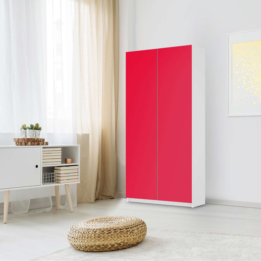 Klebefolie für Möbel Rot Light - IKEA Pax Schrank 201 cm Höhe - 2 Türen - Schlafzimmer