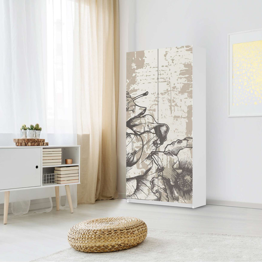 Klebefolie für Möbel Styleful Vintage 1 - IKEA Pax Schrank 201 cm Höhe - 2 Türen - Schlafzimmer