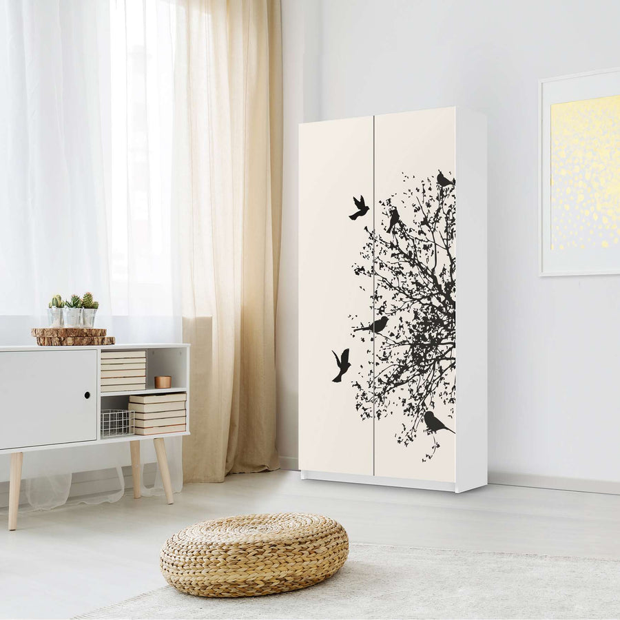 Klebefolie für Möbel Tree and Birds 2 - IKEA Pax Schrank 201 cm Höhe - 2 Türen - Schlafzimmer