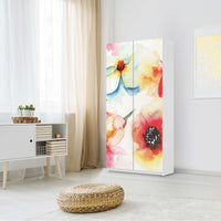 Klebefolie für Möbel Water Color Flowers - IKEA Pax Schrank 201 cm Höhe - 2 Türen - Schlafzimmer