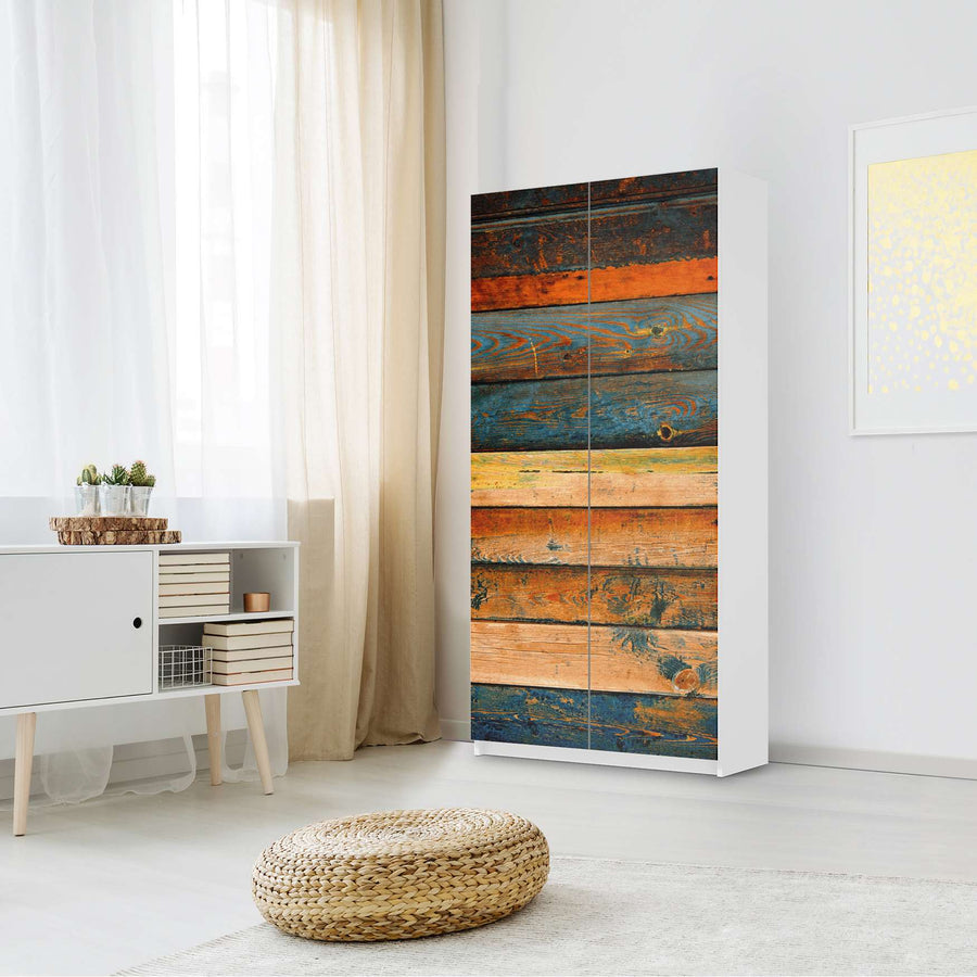 Klebefolie für Möbel Wooden - IKEA Pax Schrank 201 cm Höhe - 2 Türen - Schlafzimmer