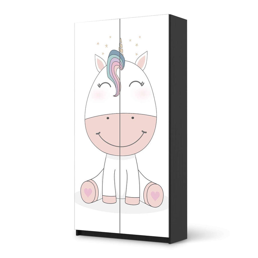 Klebefolie für Möbel Baby Unicorn - IKEA Pax Schrank 201 cm Höhe - 2 Türen - schwarz