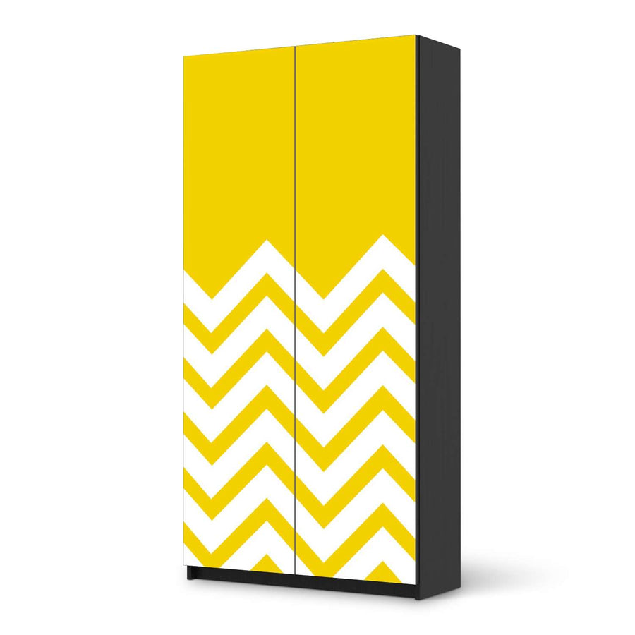 Klebefolie für Möbel Gelbe Zacken - IKEA Pax Schrank 201 cm Höhe - 2 Türen - schwarz