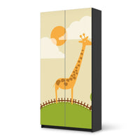 Klebefolie für Möbel Mountain Giraffe - IKEA Pax Schrank 201 cm Höhe - 2 Türen - schwarz