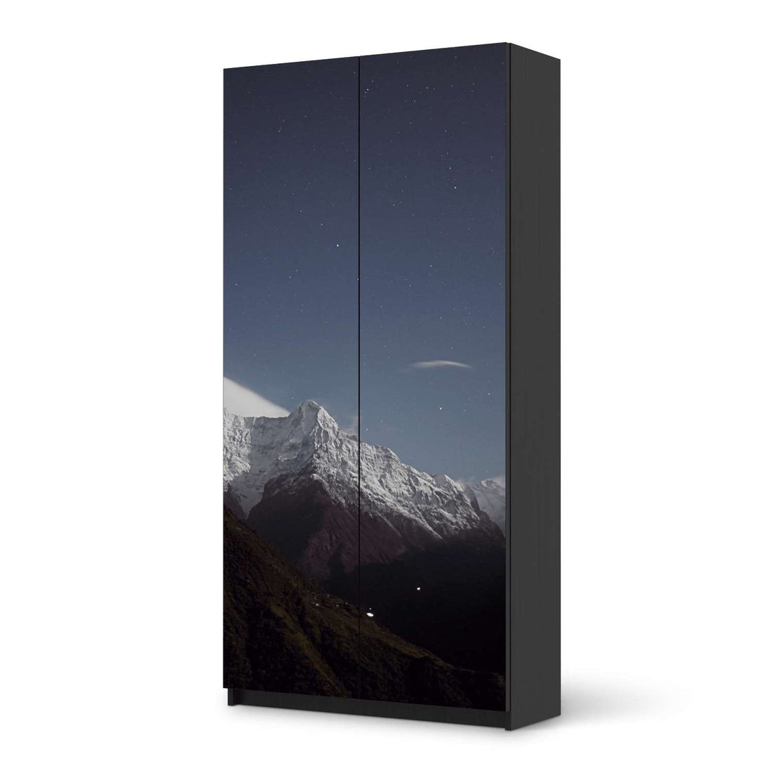 Klebefolie für Möbel Mountain Sky - IKEA Pax Schrank 201 cm Höhe - 2 Türen - schwarz