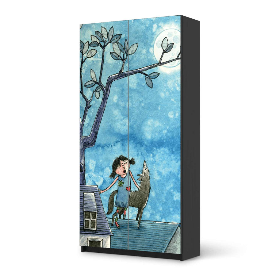 Klebefolie für Möbel Nocturnal Pleasure - IKEA Pax Schrank 201 cm Höhe - 2 Türen - schwarz