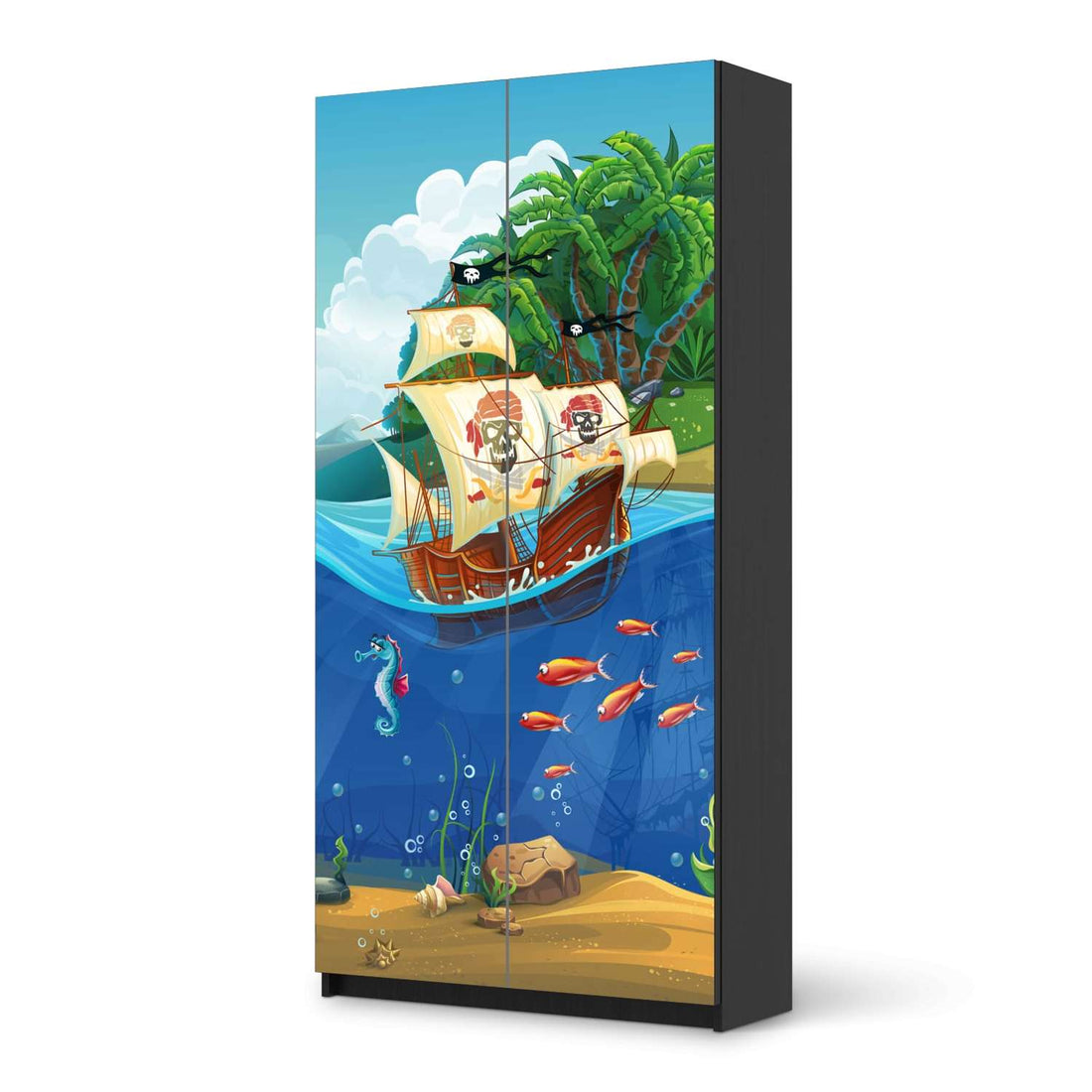Klebefolie für Möbel Pirates - IKEA Pax Schrank 201 cm Höhe - 2 Türen - schwarz