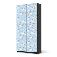 Klebefolie für Möbel Rainbow Unicorn - IKEA Pax Schrank 201 cm Höhe - 2 Türen - schwarz
