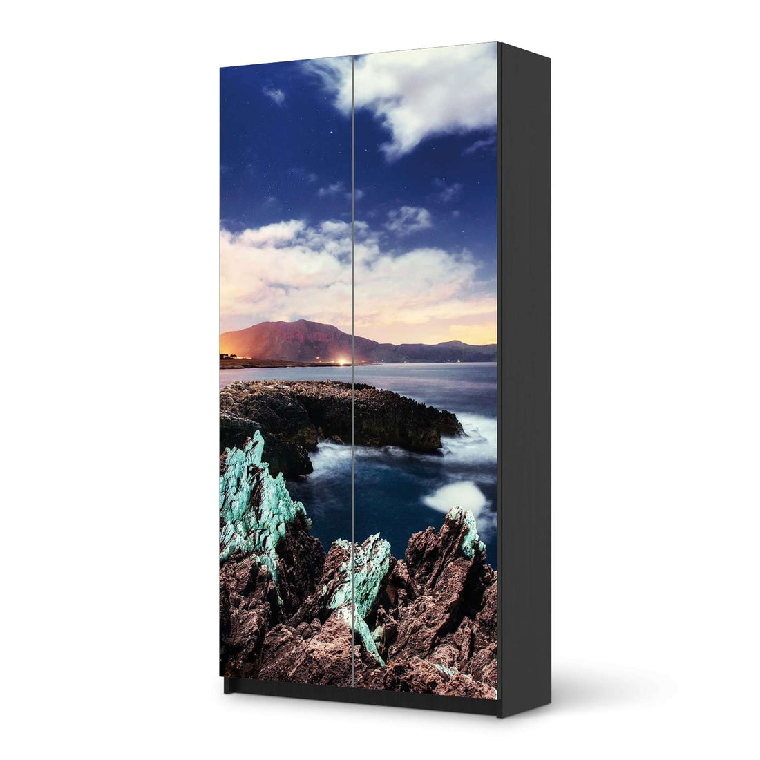 Klebefolie für Möbel Seaside - IKEA Pax Schrank 201 cm Höhe - 2 Türen - schwarz