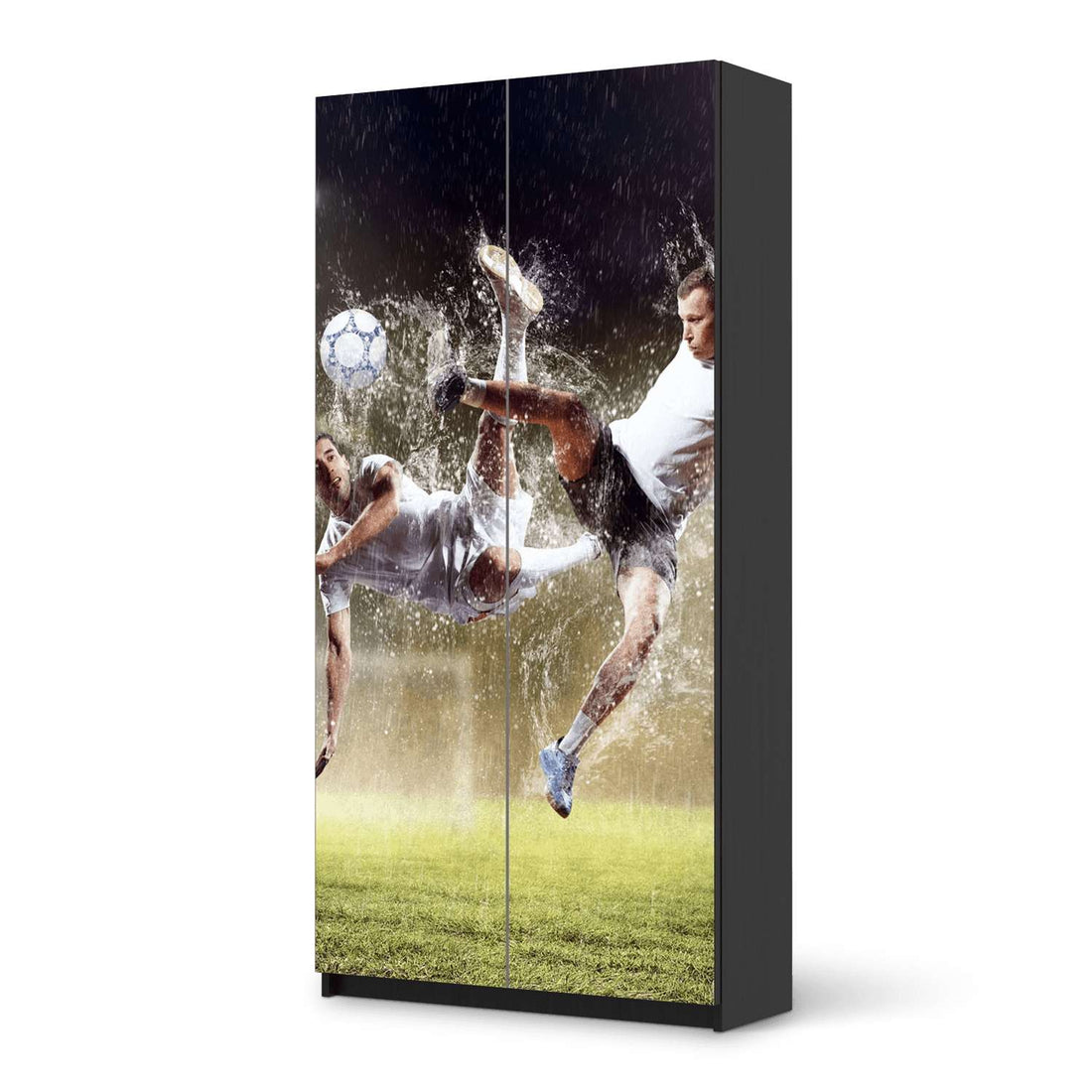 Klebefolie für Möbel Soccer - IKEA Pax Schrank 201 cm Höhe - 2 Türen - schwarz