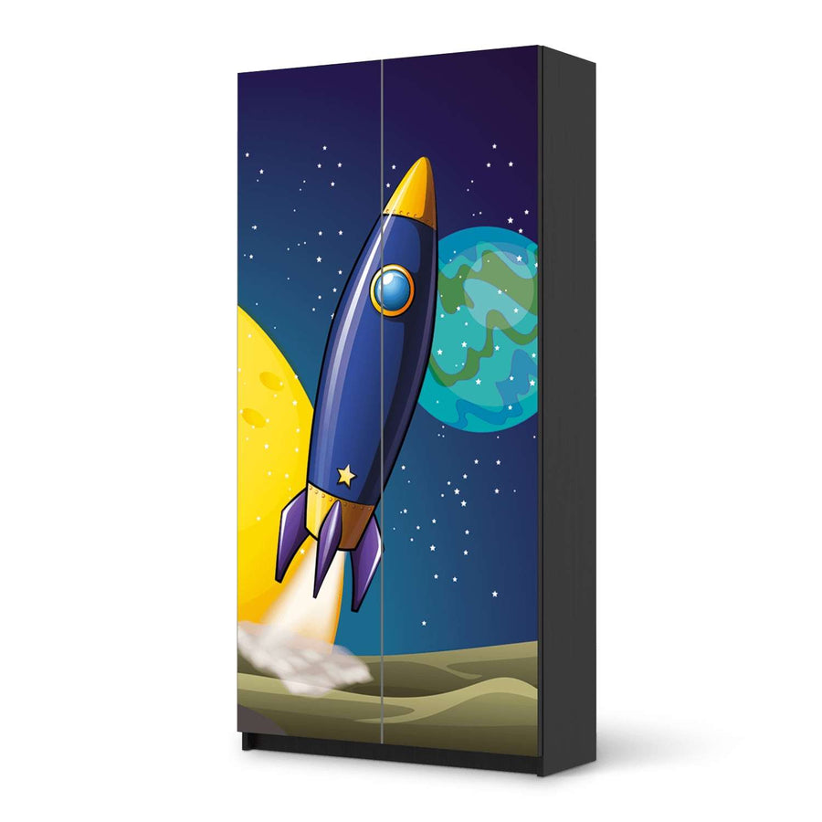 Klebefolie für Möbel Space Rocket - IKEA Pax Schrank 201 cm Höhe - 2 Türen - schwarz