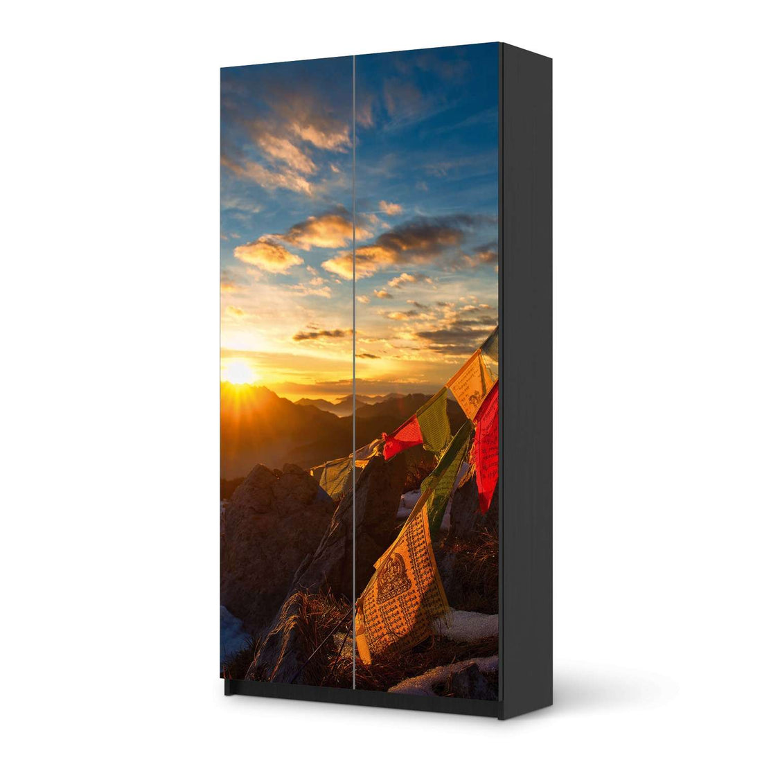 Klebefolie für Möbel Tibet - IKEA Pax Schrank 201 cm Höhe - 2 Türen - schwarz