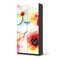 Klebefolie für Möbel Water Color Flowers - IKEA Pax Schrank 201 cm Höhe - 2 Türen - schwarz