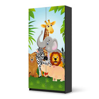 Klebefolie für Möbel Wild Animals - IKEA Pax Schrank 201 cm Höhe - 2 Türen - schwarz