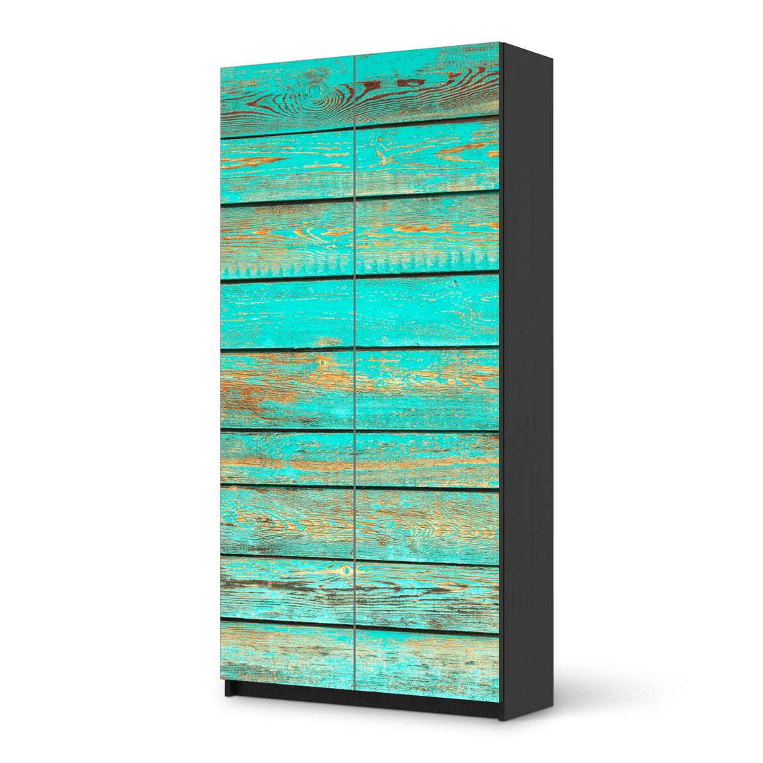 Klebefolie für Möbel Wooden Aqua - IKEA Pax Schrank 201 cm Höhe - 2 Türen - schwarz