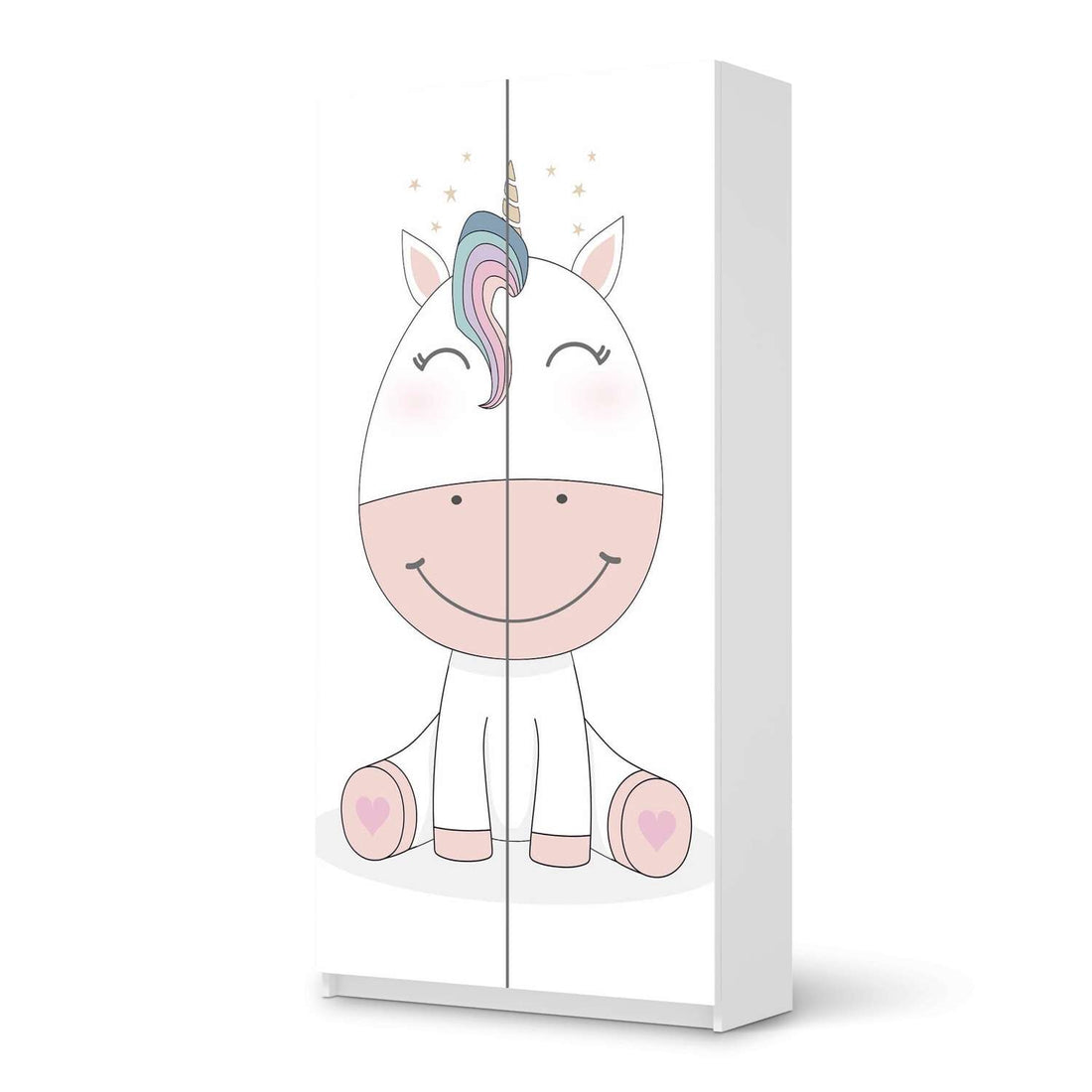 Klebefolie für Möbel Baby Unicorn - IKEA Pax Schrank 201 cm Höhe - 2 Türen - weiss