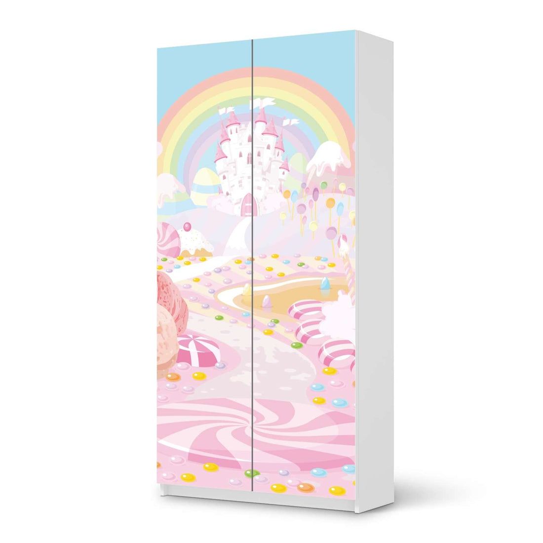 Klebefolie für Möbel Candyland - IKEA Pax Schrank 201 cm Höhe - 2 Türen - weiss