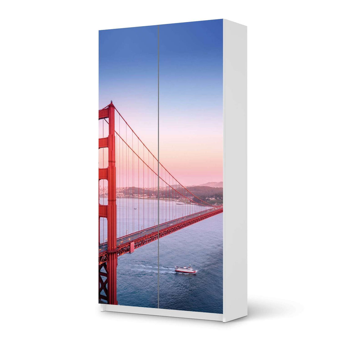 Klebefolie für Möbel Golden Gate - IKEA Pax Schrank 201 cm Höhe - 2 Türen - weiss