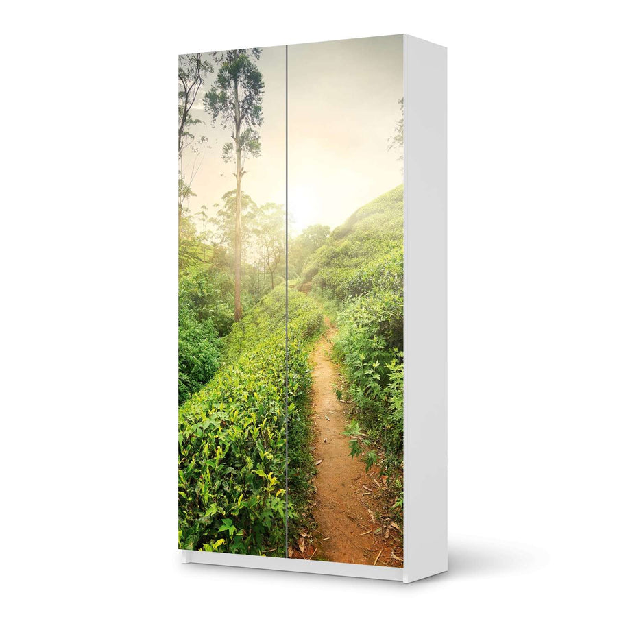 Klebefolie für Möbel Green Tea Fields - IKEA Pax Schrank 201 cm Höhe - 2 Türen - weiss