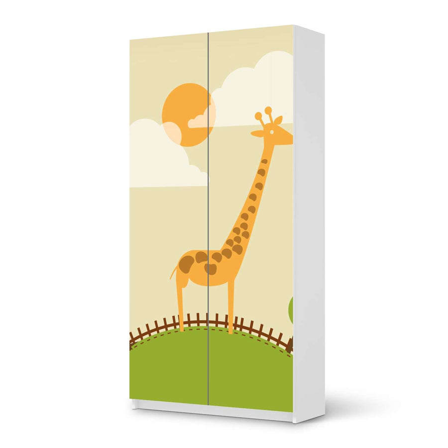 Klebefolie für Möbel Mountain Giraffe - IKEA Pax Schrank 201 cm Höhe - 2 Türen - weiss