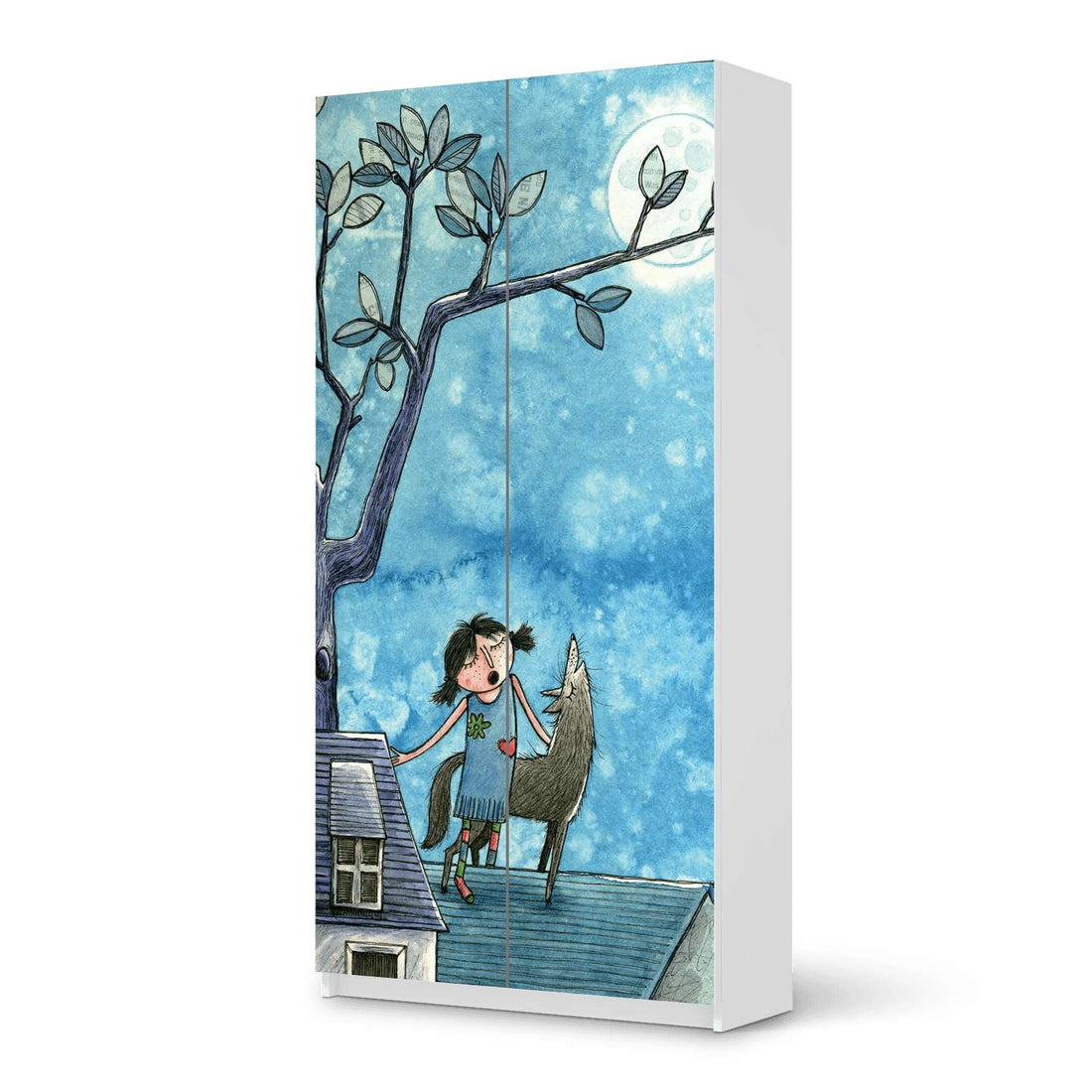 Klebefolie für Möbel Nocturnal Pleasure - IKEA Pax Schrank 201 cm Höhe - 2 Türen - weiss