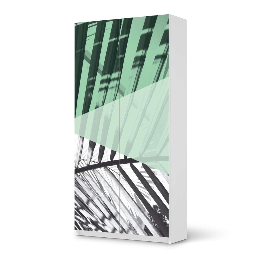 Klebefolie für Möbel Palmen mint - IKEA Pax Schrank 201 cm Höhe - 2 Türen - weiss