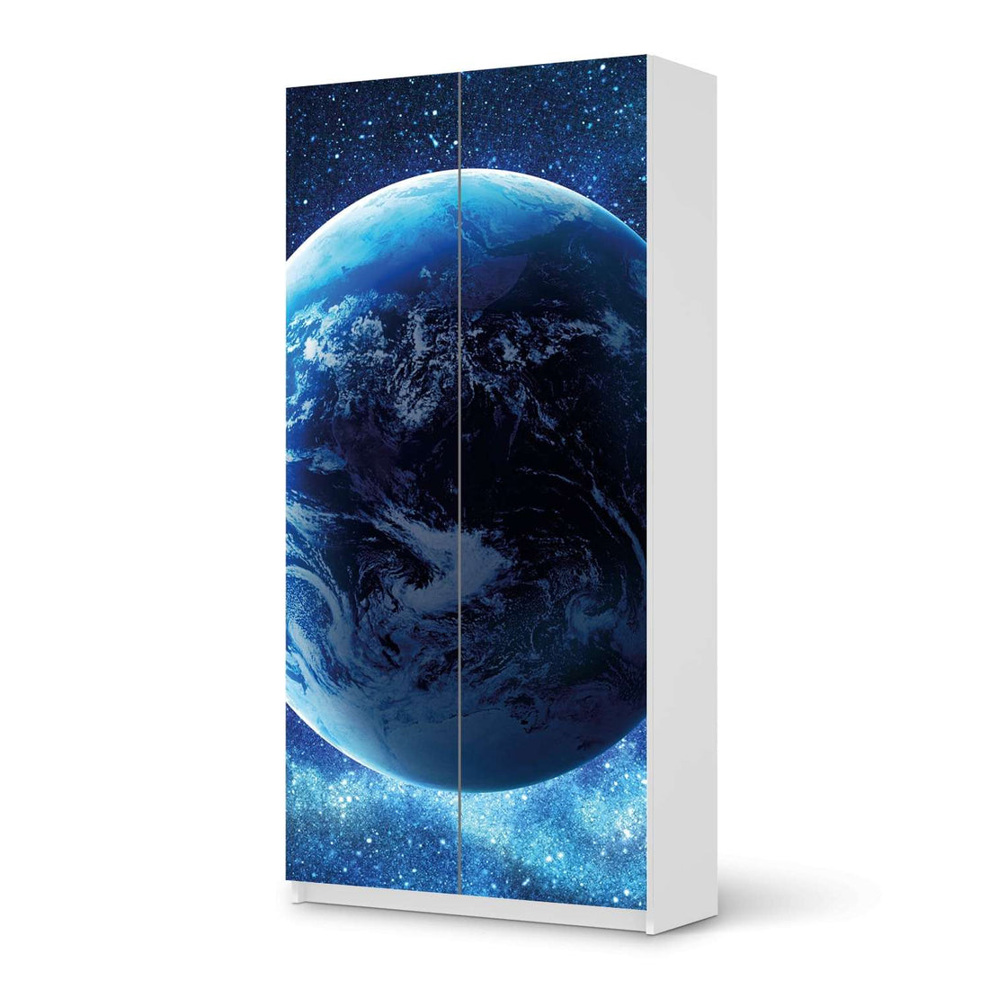 Klebefolie für Möbel Planet Blue - IKEA Pax Schrank 201 cm Höhe - 2 Türen - weiss