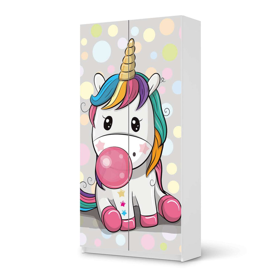 Klebefolie für Möbel Rainbow das Einhorn - IKEA Pax Schrank 201 cm Höhe - 2 Türen - weiss