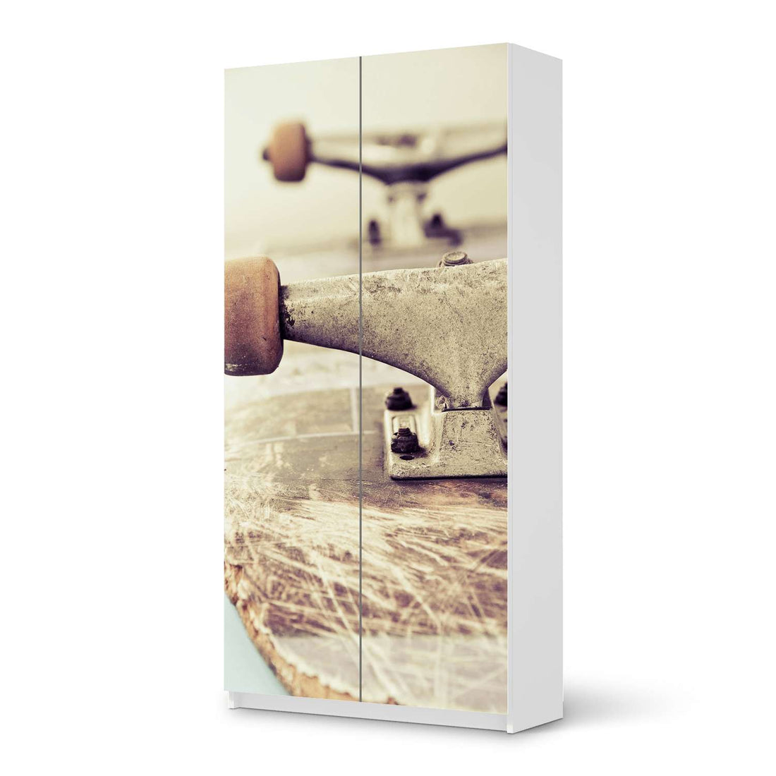 Klebefolie für Möbel Skateboard - IKEA Pax Schrank 201 cm Höhe - 2 Türen - weiss